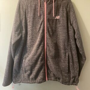 New Balance 2X Grey Zip Up Hoodie Jacket • Pink Trim • Athleisure Fit